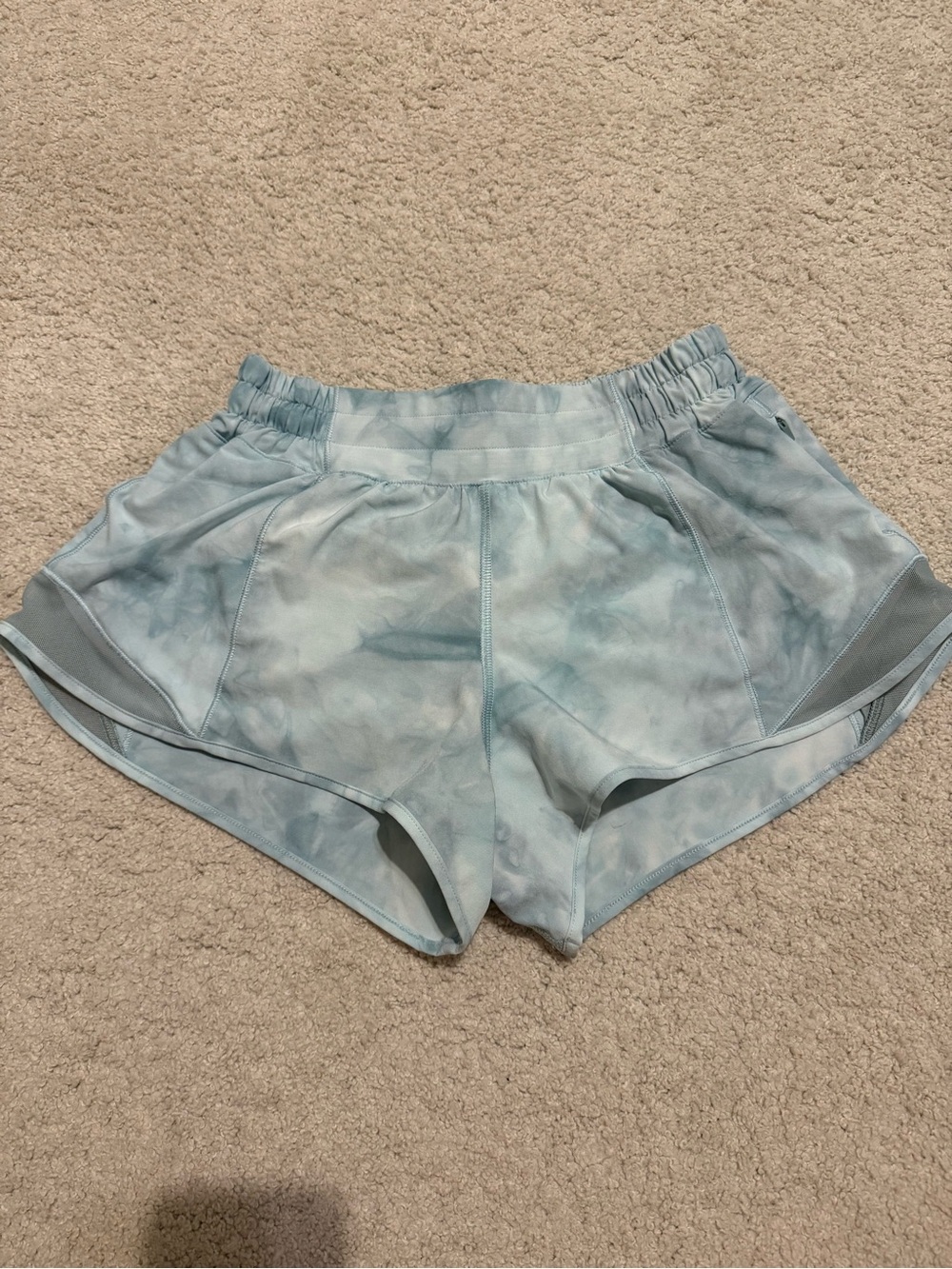 lululemon athletica Light Blue Tie-Dye Athletic Shorts